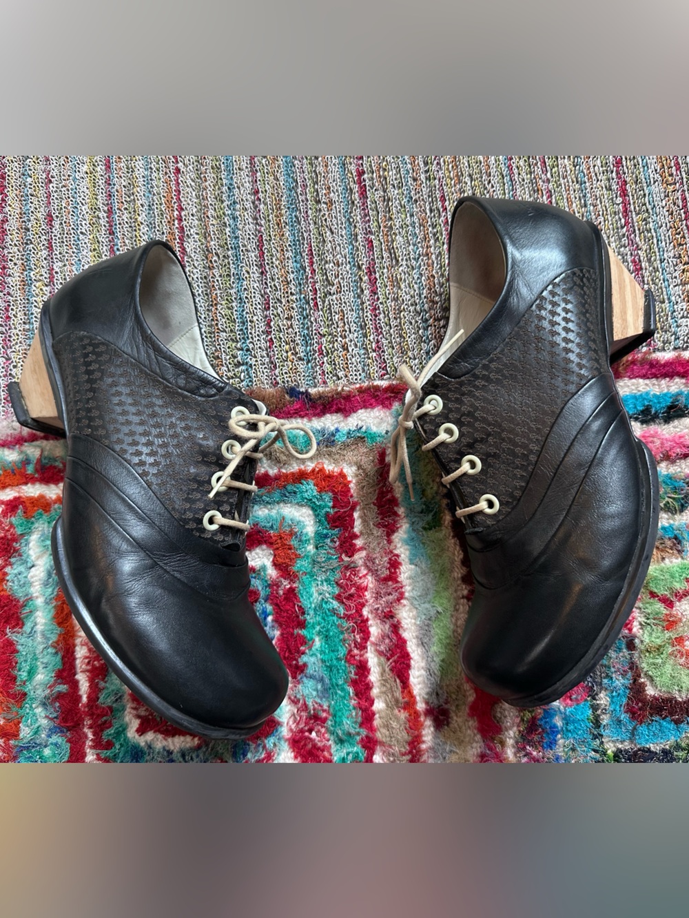 Fluevog VINTAGE EXCELLENT Hopes Promise black leather lace-up shoe -10 (fit 9.5) - Picture 10 of 16